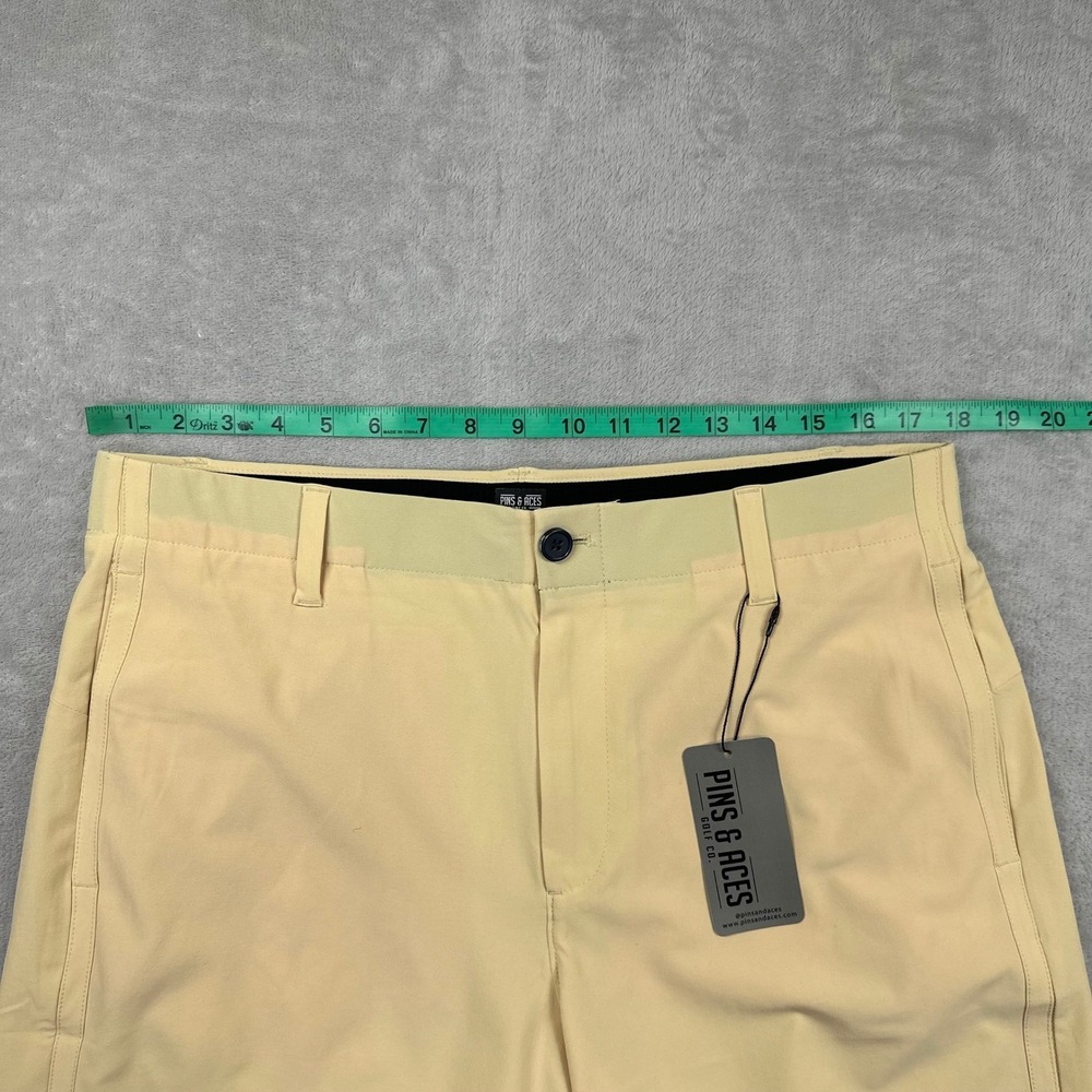 Pins & Aces Golf Shorts Men 36 Yellow Performance 4-Way Stretch New With Tags - Picture 8 of 13